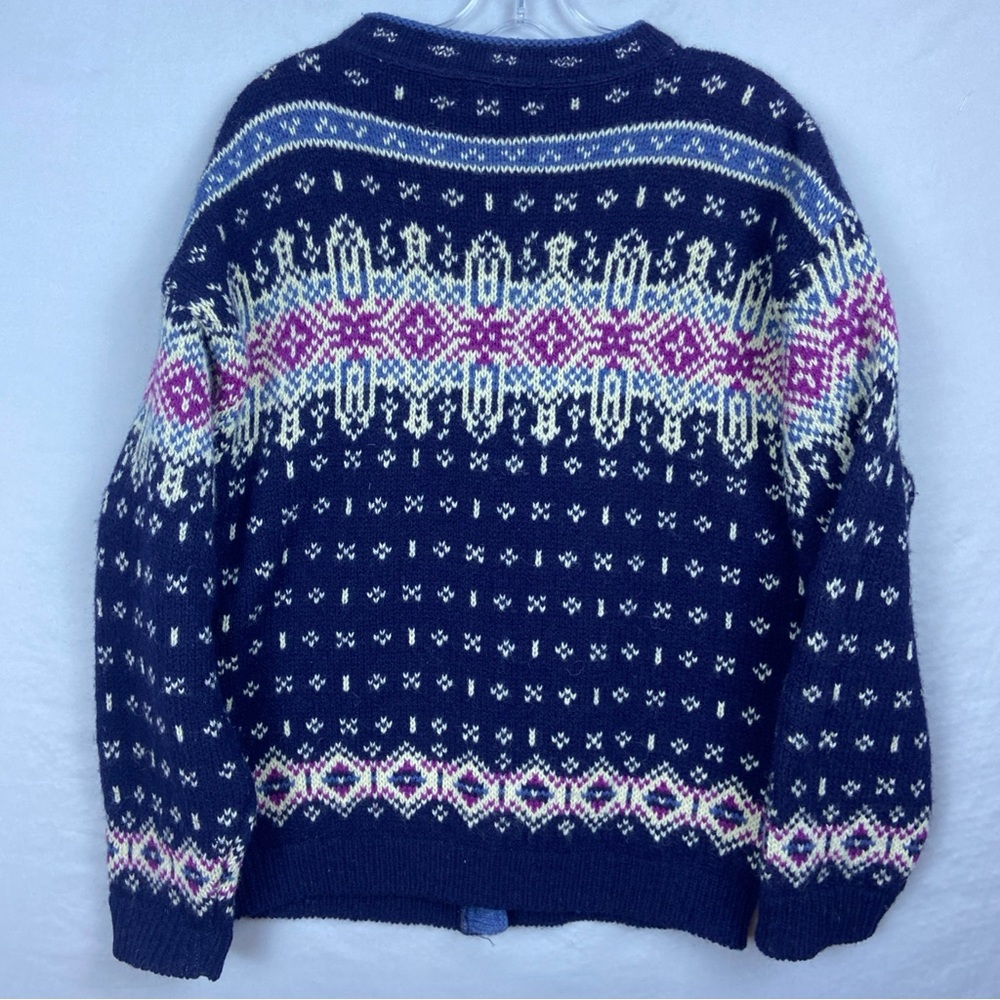 Vintage LL Bean Sweater Women’s Large Wool Fair Isle Nordic Cardigan USA Made - Picture 9 of 9